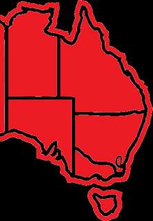 Red Australia Map Vinyl Decal Sticker   For Car or Bus  