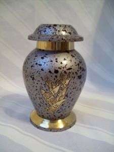 Gorgeous Brass Keepsake Urn~Gold Doves Going Home~Gray  