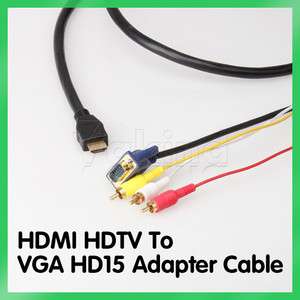 HDMI To VGA HD 15 3RCA Component Audio Video Converter Adapter Cable 