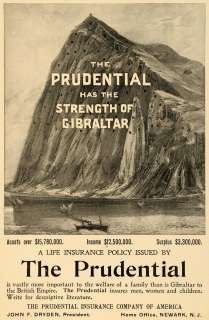 1896 Ad Prudential Gibraltar Life Insurance Dryden  