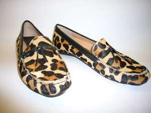   GENUINE HAIR CALF JAGUAR PRINT LEATHER LOAFERS WITH BLK TRIM  