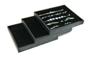 Set of 3 Black 5 Slot Jewelry Display Storage Trays  