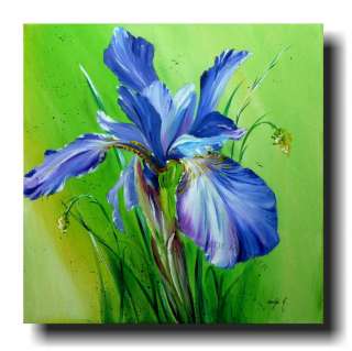 KUNST BILD LEINWAND Iris Blume flower Blüte ACRYL ORIGINAL blaue 