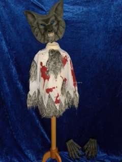 Werwolf Halloween Kostüm + Maske + Handschuhe 146/152  