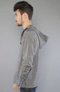 N4E1 The Creed Hood Buttondown Shirt in Black Grey Check  Karmaloop 
