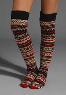 CAROLINA K Bruna Thigh High Socks in Black Red Cream at Revolve 