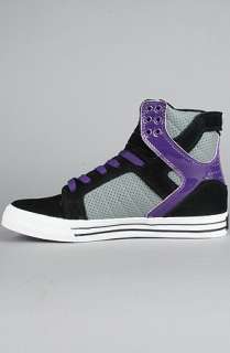 SUPRA The Skytop Sneaker in Black Suede Grey Leather Purple Patent 