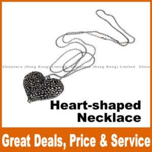 New Silvery Color Retro Hollow Heart Pendant Necklace J  