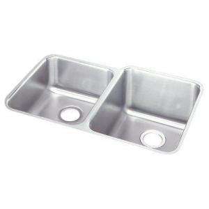   31 1/4 in. x 20 1/2 in. x 9 7/8 in 0 Hole Double Bowl Kitchen Sink