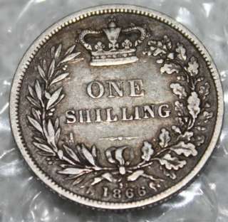 0045# 1866 UK (Great Britain) 1 Shilling.VICTORIA  