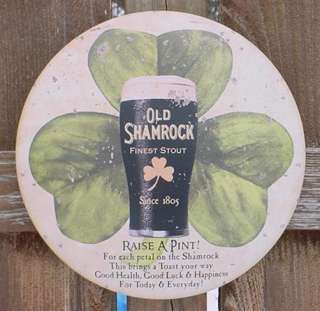 Vintage OLD SHAMROCK STOUT Ad Sign IRISH PUB Tin BAR  