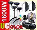 1600W Strobe Studio Flash Light Kit Lighting Photography Fan Cooled 