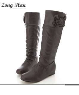   Womens Cute Bow Knee High Invisible 1.96 Boots in Black & Brown