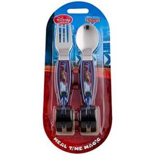   Childs Fork Spoon Set Flatware Moving Wheels Meal Time Magic NEW