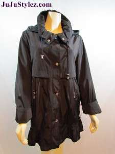New Womens Authentic Betsey Johnson Black Hooded Coat Jacket Size 