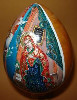   wooden Big Easter Egg Icon RARE Annunciation Angel Gabriel  