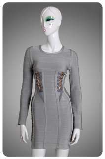 noble long sleeve gray bodycon bandage Cocktail Dress XS S M L  