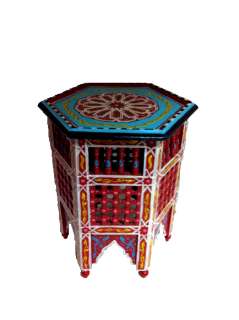 Marokkanischer Orientalischer Arabischer bemalter Tisch Holztisch 