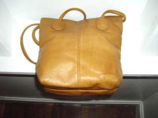   Buttery Soft Distressed Tan/Camel Leather Tote Shoulder Bag Purse