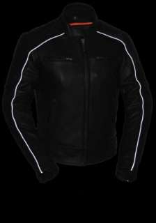   Leather Scooter Jacket w Reflective Piping & Zip Out Thermal Liner