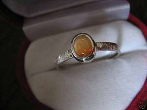 zarter 585er Weißgold mexikanischer Feueropal Ring 18,5  