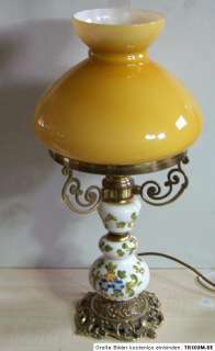   elektrische edle Tischlampe Messing Keramik Porzellan 60er Jahre