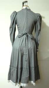 PRAIRIE Dress Gray Floral Cotton Costume Western 4 6 Handmade  