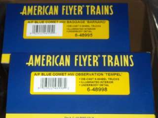 AMERICAN FLYER BLUE COMET TRAIN SET 6 49617 ENGINE TENDER & 4 CARS IN 