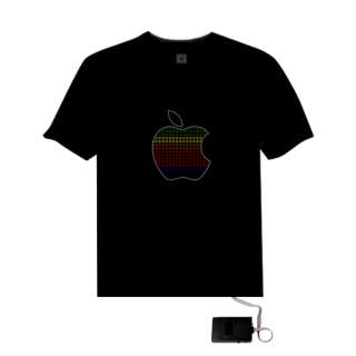 Music Sound Activated Light Up And Down LED Light EL T Shirt Apple 