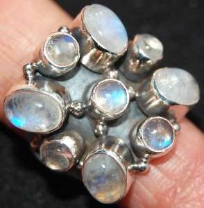 Mystic Moonstone, Chunky, ANTIQUE look 925 Sterling SILVER Rings 