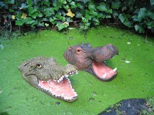 Teich Deko Riesig Krokodil od. Hippo Schwimmer 45 cm  