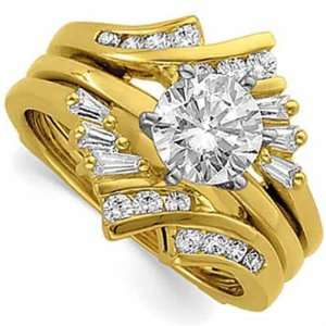  14Kt Yellow Gold Diamond Ring Guard Enhancer (Center ring 