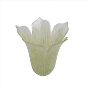  Tulip Glass Vase Hand Painted Lime Green White Stripe 