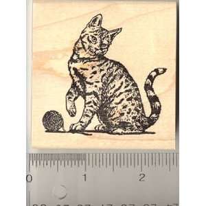  Mackerel Tabby Cat Rubber Stamp   Wood Mounted Arts 
