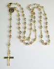 14K Tri Color Gold Rosary Chain Necklace 3mm 17 7.4g
