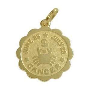  14 Karat Yellow Gold Cancer Pendant (June 23 July 23) with 