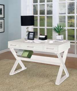 Black White Wood Computer Office Writing Desk w/ 3 Drawers