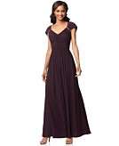   for Patra Dress, Cap Sleeve Ruched Empire Waist Beaded Evening Gown