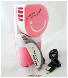 Handy Hand held Air Condition Cool Cooler Fan USB Pink  