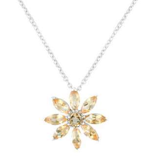 Sterling Silver Citrine Flower Necklace   Silver/Yellow.Opens in a 