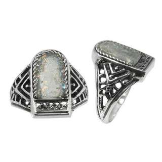 Vintage Israeli Designer Roman glass silver 925 ring  