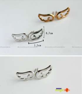 2012 Women Fashion Angel Wings Design Ear Pin Earring Golden Silvery 