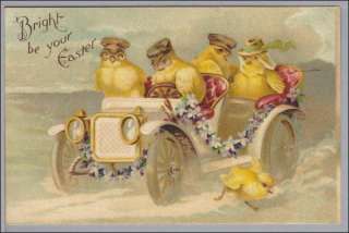Chicks Drive Car Clapsaddle Easter IAP Postcard Vintage  