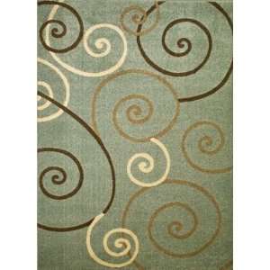   Global Chester Scroll Blue 7 10 Round Area Rug: Home & Kitchen
