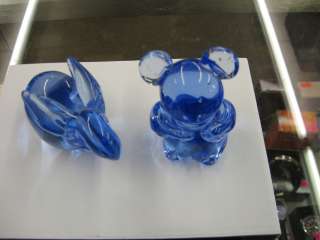 US Commemorative Fine Art Gallery Blue Glass Rabbit & Bear  