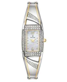 Bulova Watch, Womens Crystal Accented Stainless Steel Bracelet 98L128 