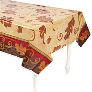   54 x 108 Rectangular FALL TABLE COVER Leaves Acorns Decorations