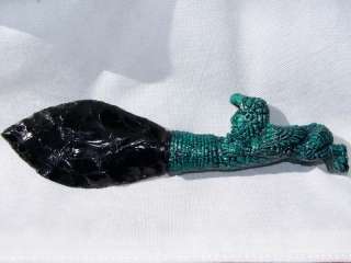 Aztec Art Black Obsidian Knife w/Eagle Warrior handle