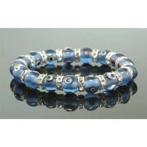   Baby Blue Swarovski Crystal Good Luck Evil Eye Charm Bracelet: Jewelry