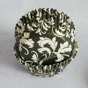   damask leaf black cupcake liners baking paper cup muffin case  